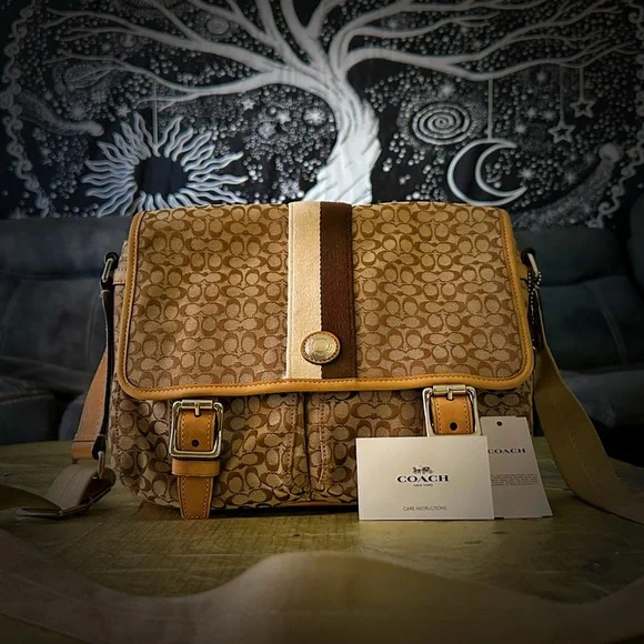 Vintage Y2K Coach Brown Signature Crossbody Bag messenger bag - Picture 1 of 17